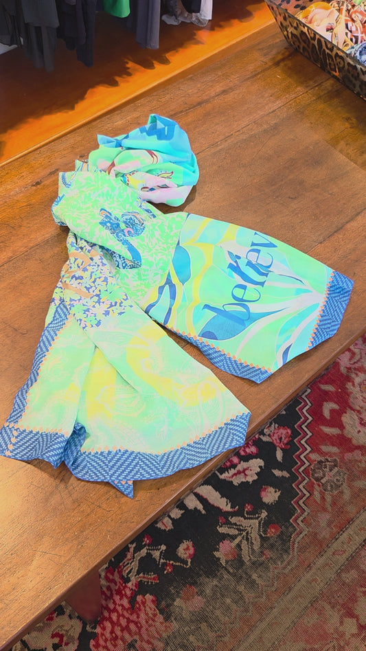 Sciarpa Pashmina in Cotone e Seta con Stampa Tropical