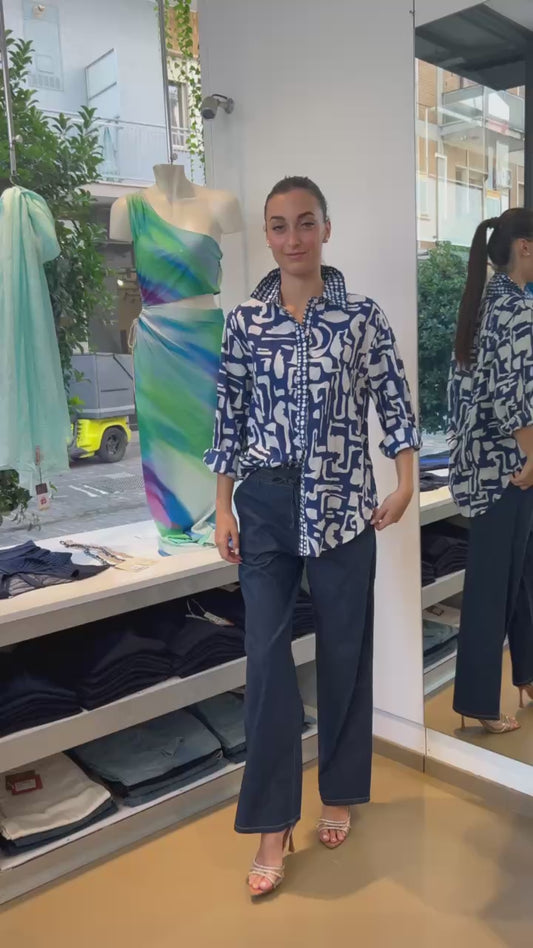 Camicia Stampata in Voile di Cotone