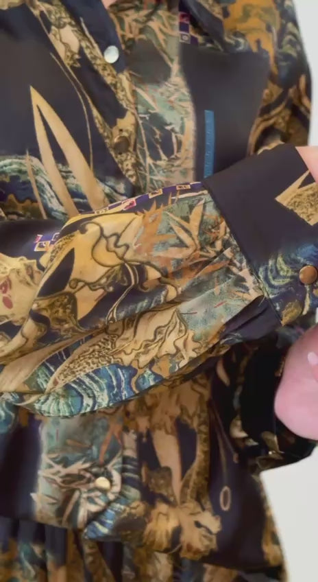 Completo Pantalone in Raso Stampa "Fondo Marino"