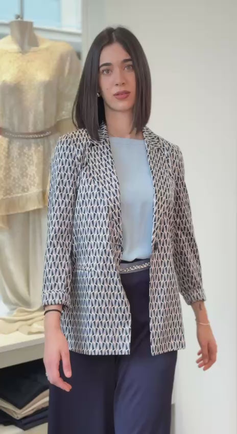 Giacca dritta in twill in microfantasia