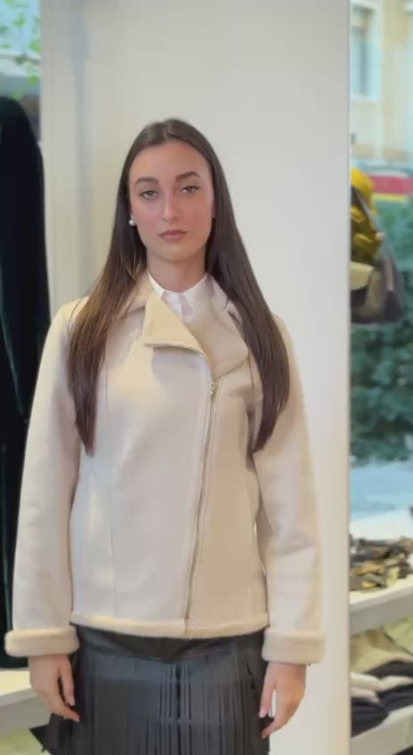 Giacca in eco montone modello bicker - Nero o Panna