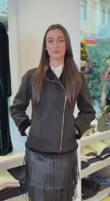 Giacca in eco montone modello bicker - Nero o Panna