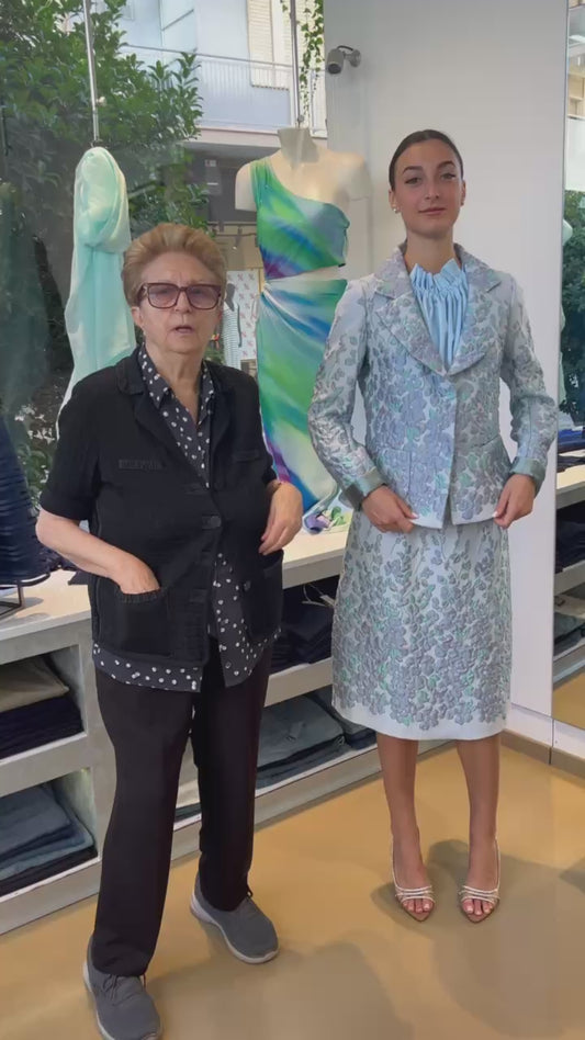 Completo Tailleur Gonna in Matelassé con Motivo Floreale – Luisa Beccaria