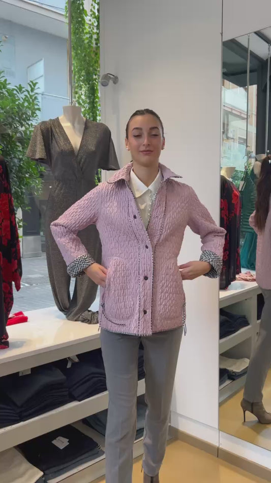 Giacca Trapuntata Goffrata Reversibile – Rosa & Tweed Floreale