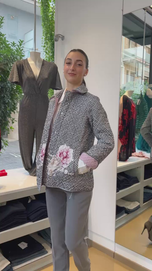 Giacca Trapuntata Goffrata Reversibile – Rosa & Tweed Floreale