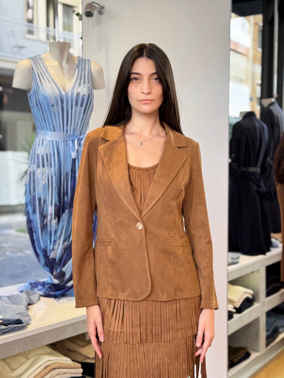 🧥 Blazer in Finto Camoscio Effetto Western Chic