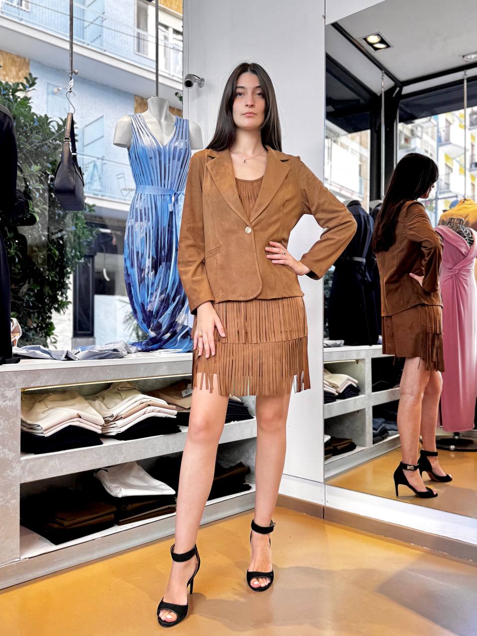 🧥 Blazer in Finto Camoscio Effetto Western Chic