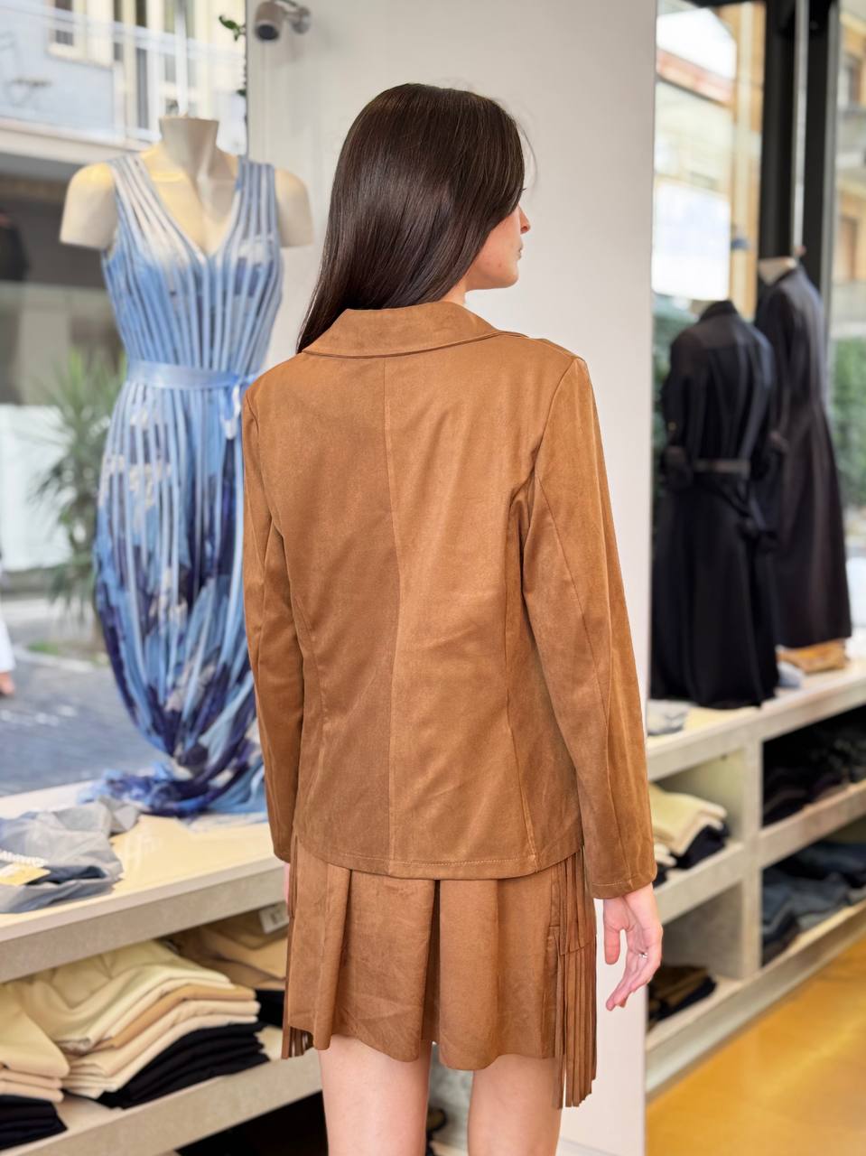 🧥 Blazer in Finto Camoscio Effetto Western Chic