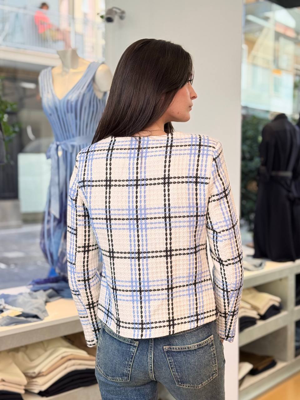 Giacca girocollo a quadri