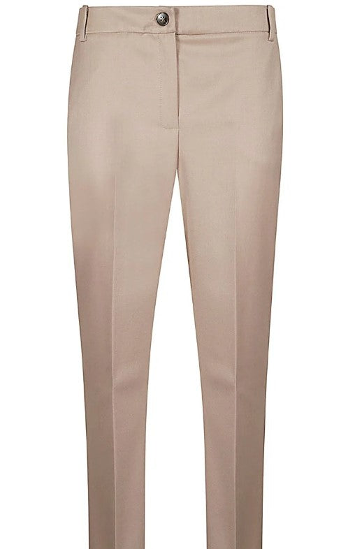 Pantaloni in cotone stretch beige o bianco