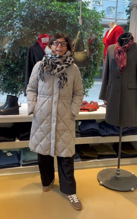 Piumino trapuntato con coulisse regolabile - Color Ghiaccio