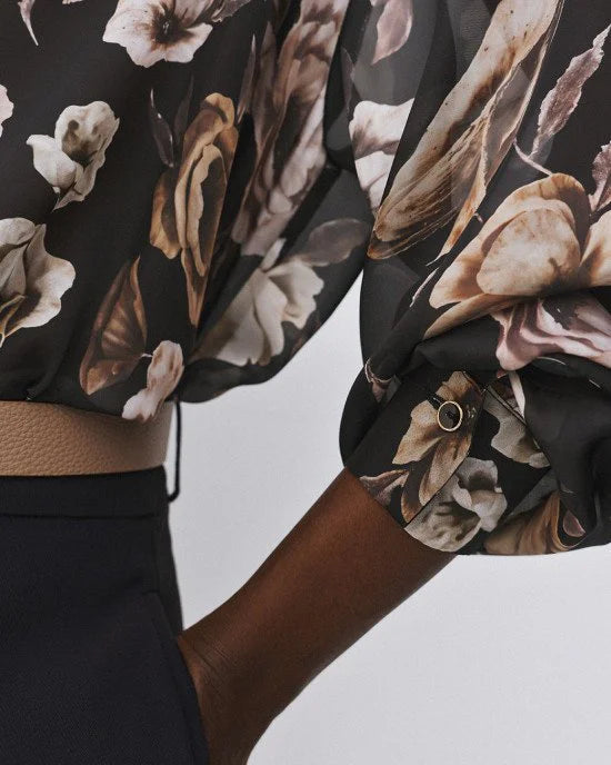 Camicia Semitrasparente in Stampa Floreale