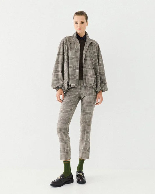 Giacca Blouson Principe di Galles con Applicazioni Punto Luce