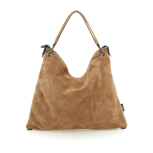 Borsa Grande in Pelle e Camoscio - Beige