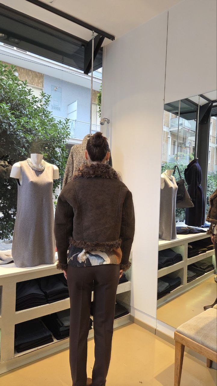 Giacca Corta in Ecomontone Reversibile  - Bordeaux, Marrone
