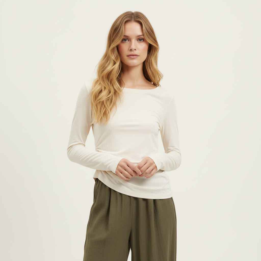 T-shirt a maniche lunghe con drappeggio