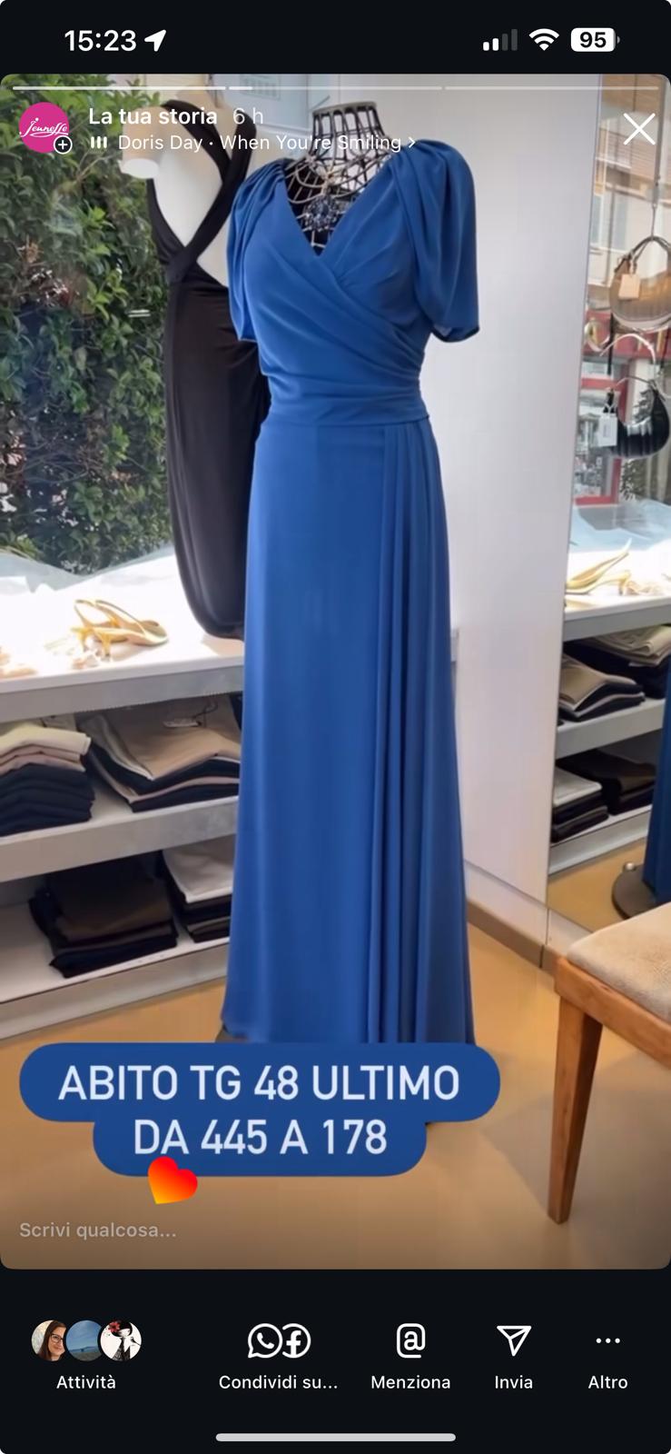 Abito lungo in georgette azzurro indaco