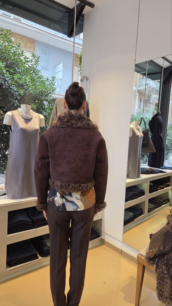 Giacca Corta in Ecomontone Reversibile  - Bordeaux, Marrone