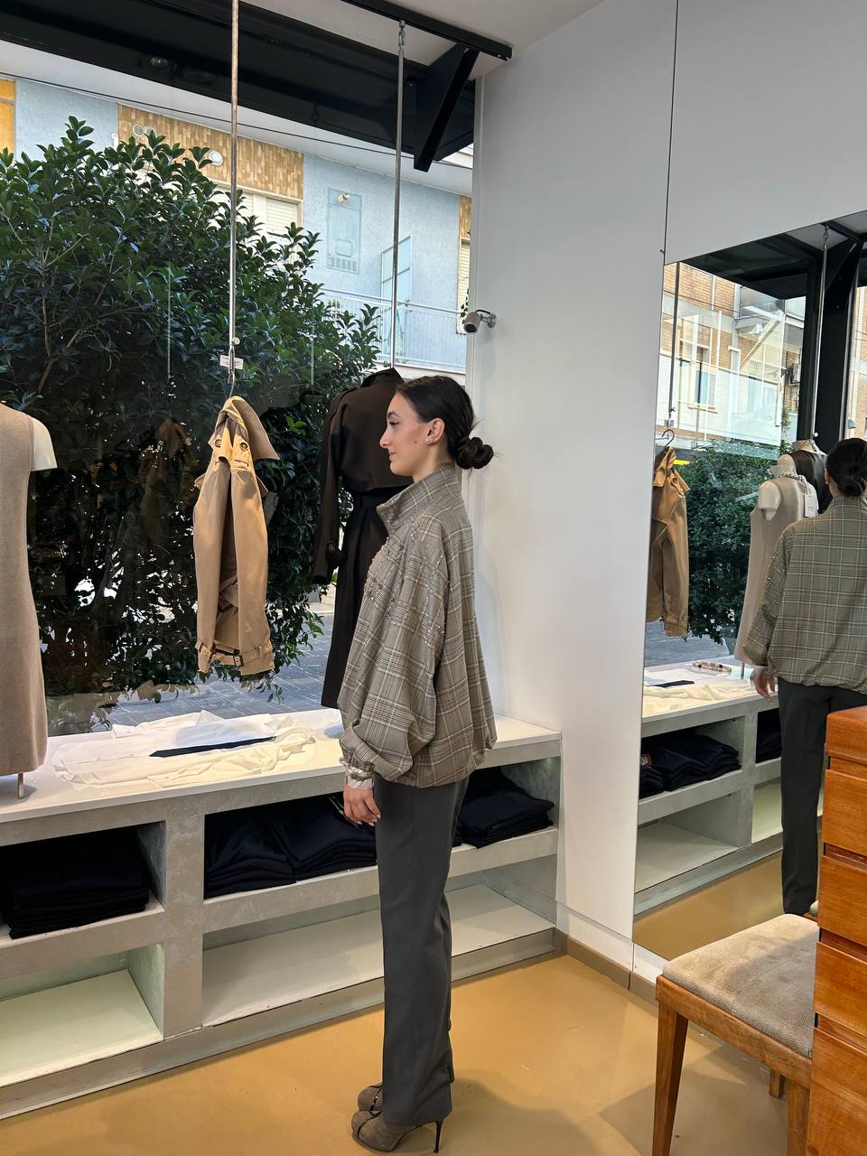 Giacca Blouson Principe di Galles con Applicazioni Punto Luce