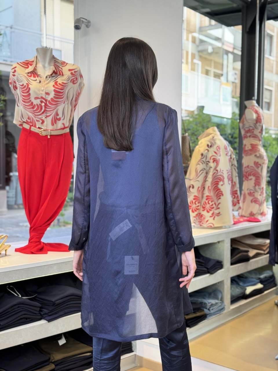 Soprabito in Organza Fluida con Cintura – Rosa Antico, Blu, Grigio