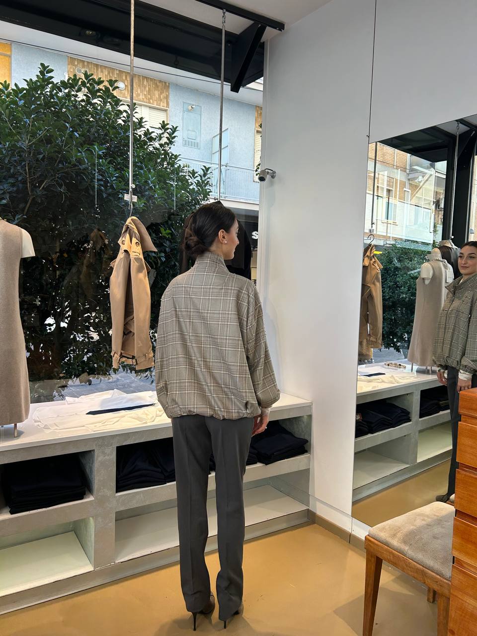 Giacca Blouson Principe di Galles con Applicazioni Punto Luce