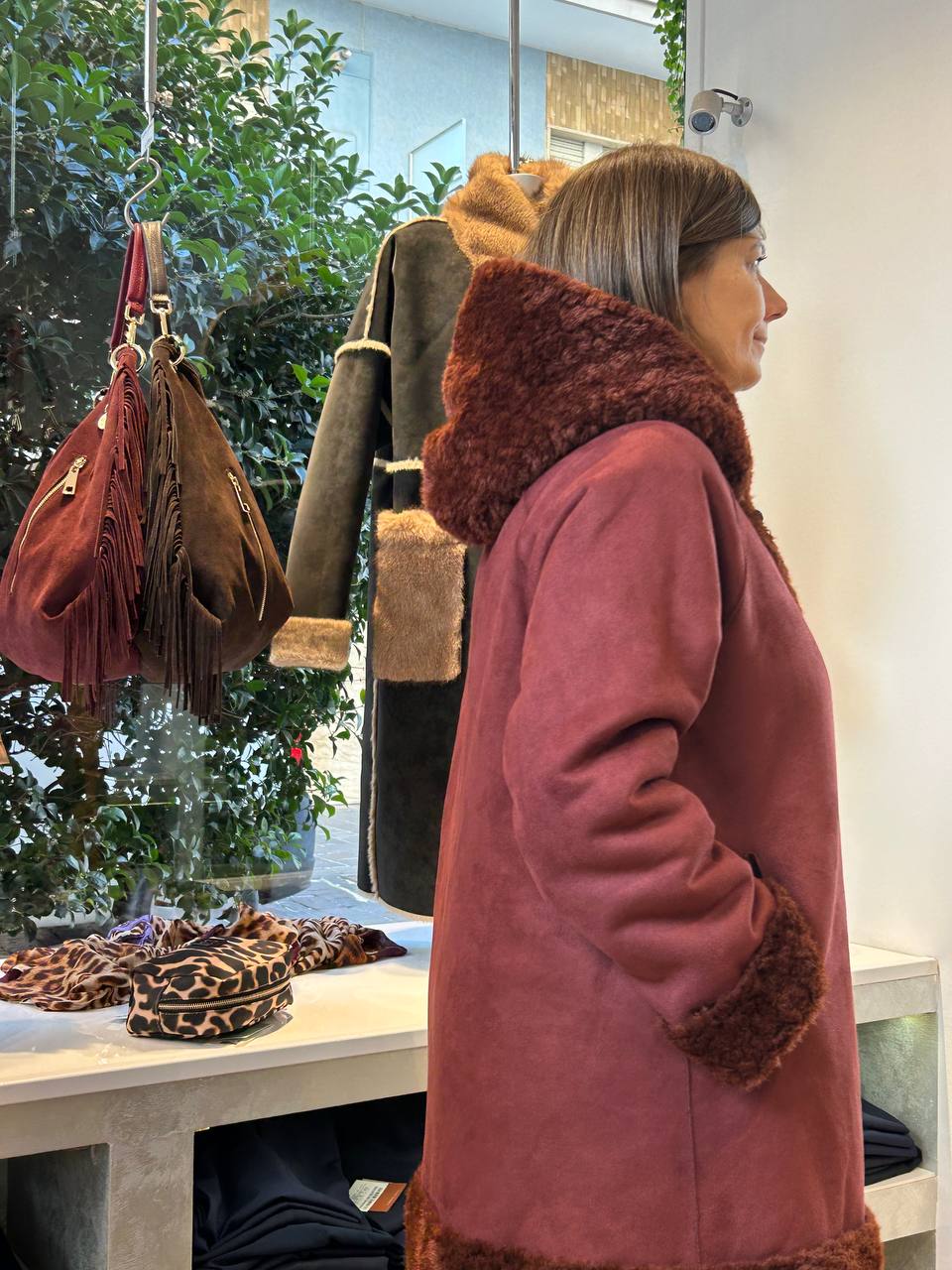 Giaccone Reversibile in Ecopelliccia- Bordeaux, Marrone