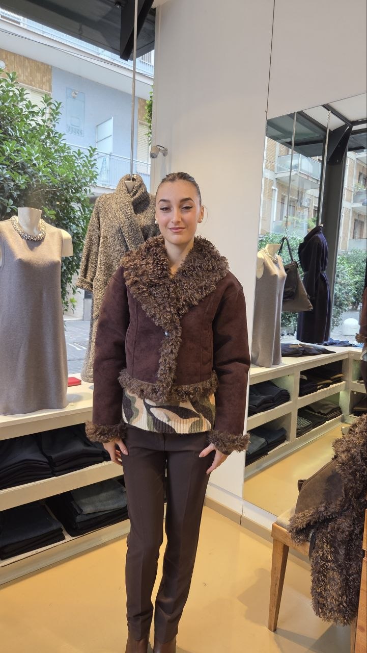 Giacca Corta in Ecomontone Reversibile  - Bordeaux, Marrone