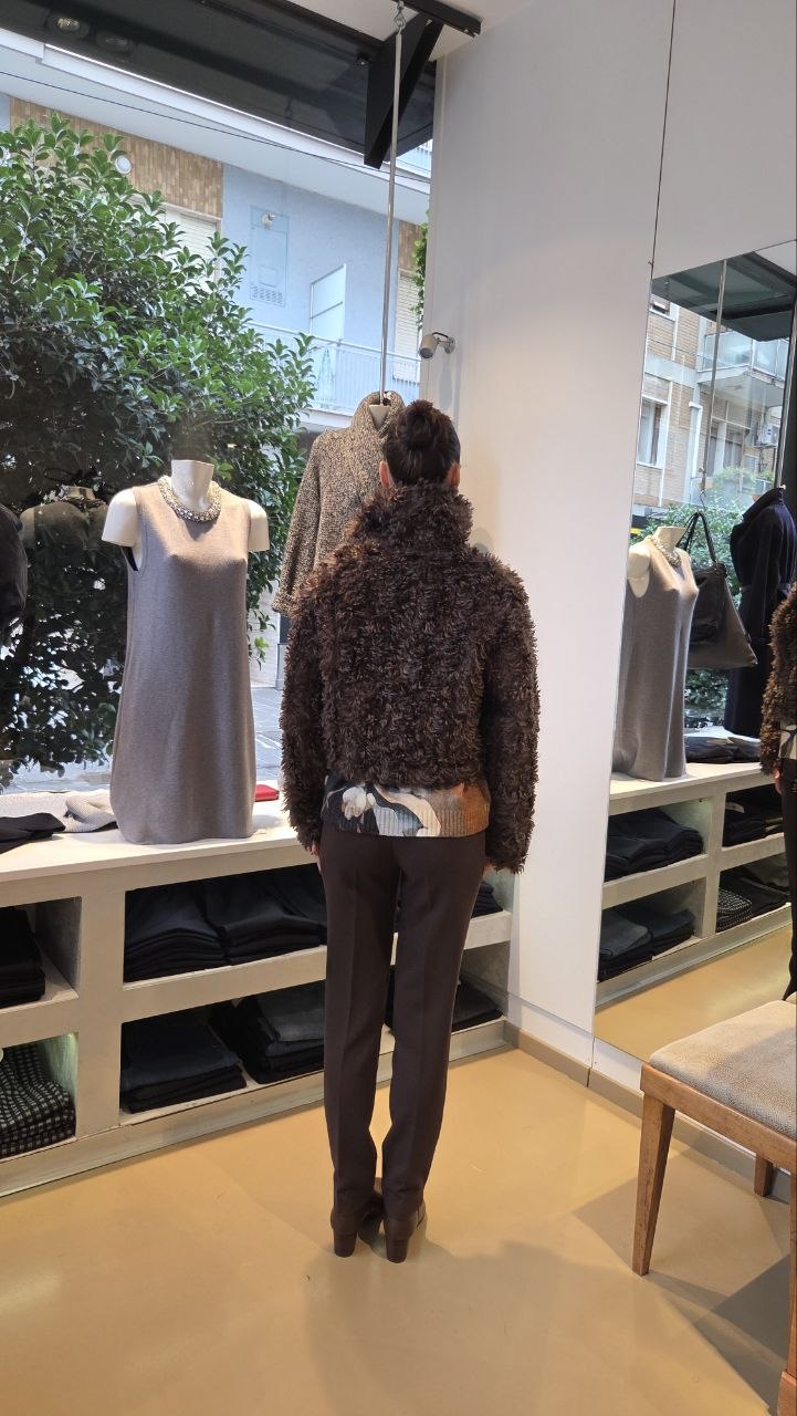 Giacca Corta in Ecomontone Reversibile  - Bordeaux, Marrone