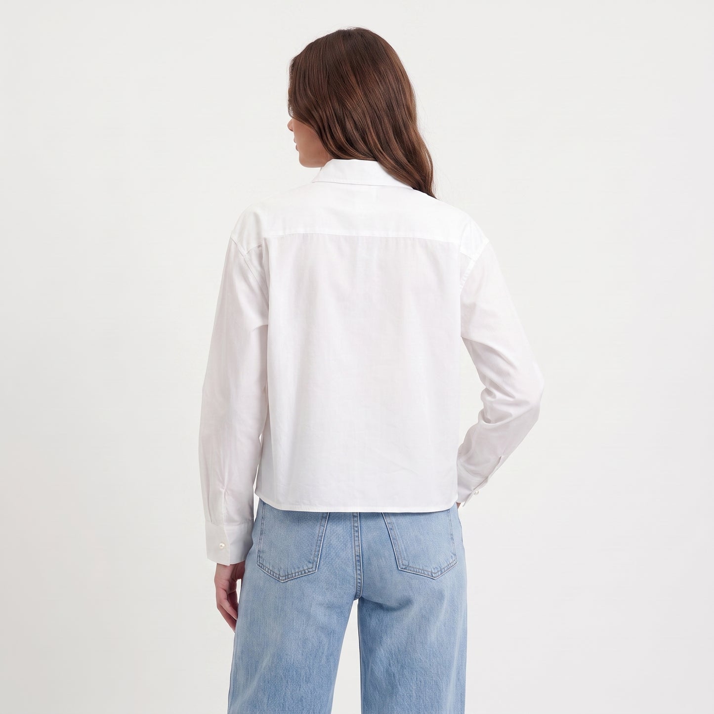 Camicia in Cotone Bianco con Dettaglio Perle