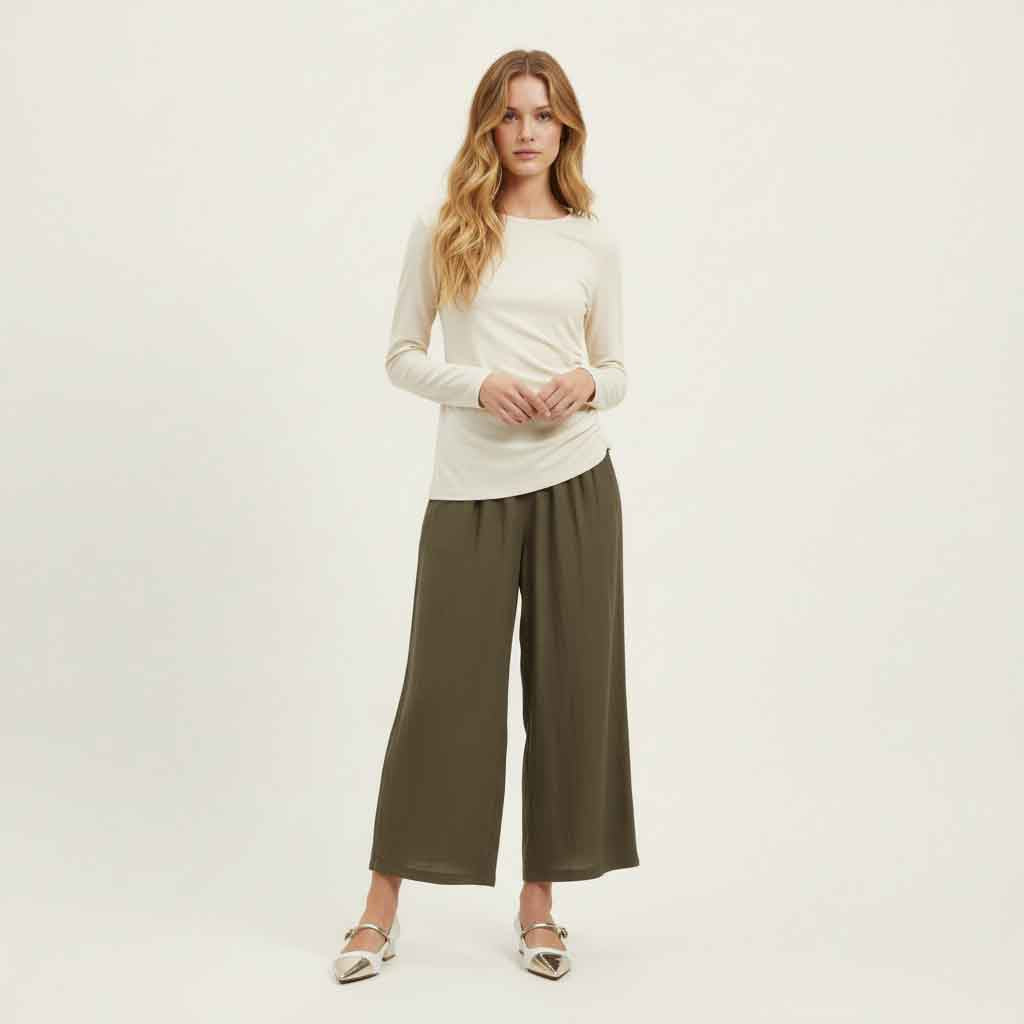 T-shirt a maniche lunghe con drappeggio