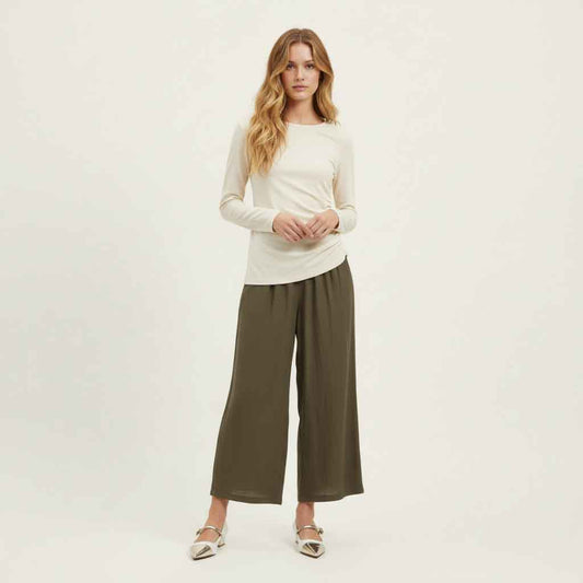 T-shirt a maniche lunghe con drappeggio
