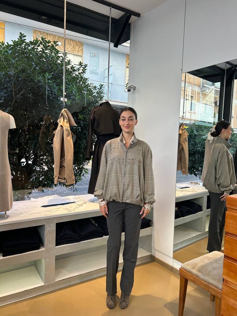 Giacca Blouson Principe di Galles con Applicazioni Punto Luce