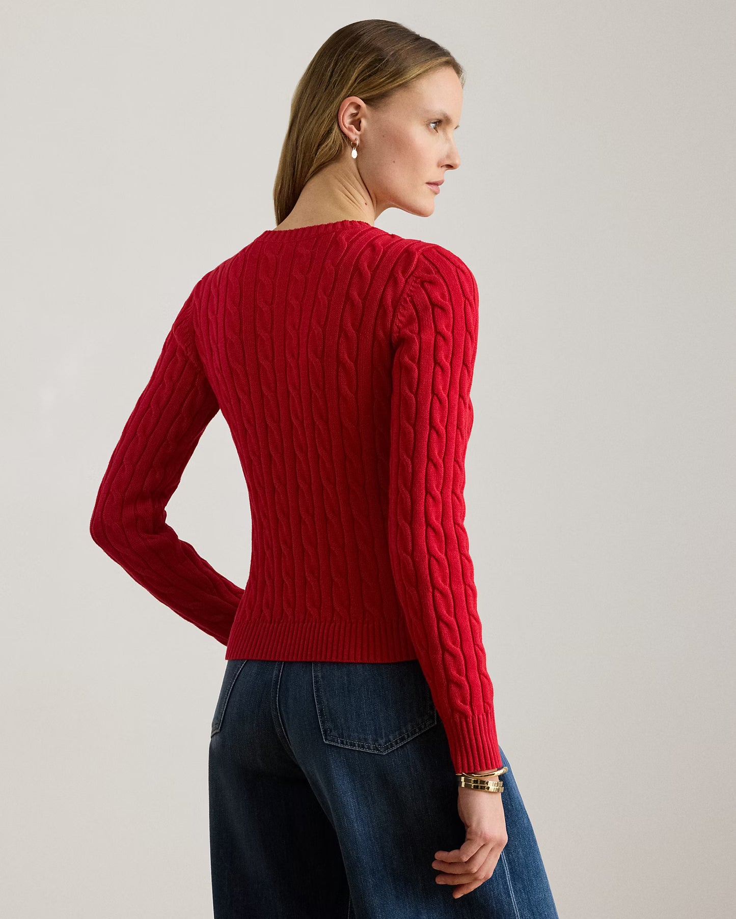 Cardigan in maglia di cotone a treccia con stemma - Blu, Panna, Rosso, Nero
