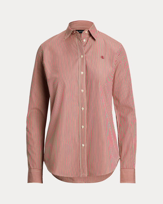 Camicia in cotone a righe bianca e rossa