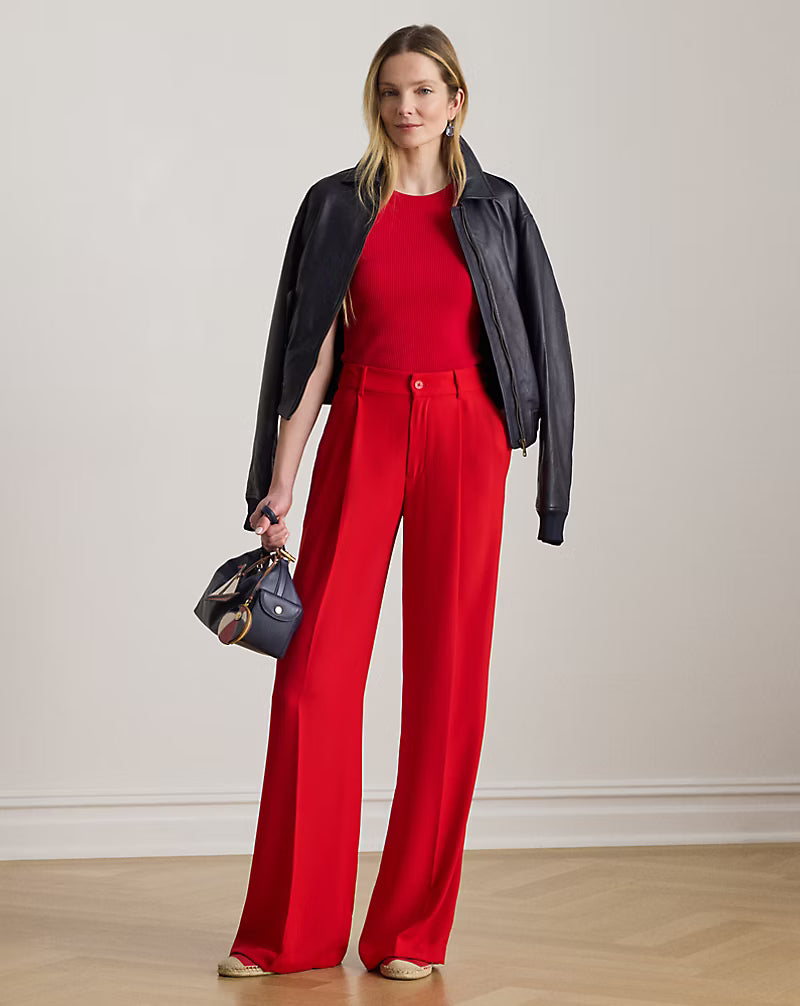 Pantalone a gamba larga in cady