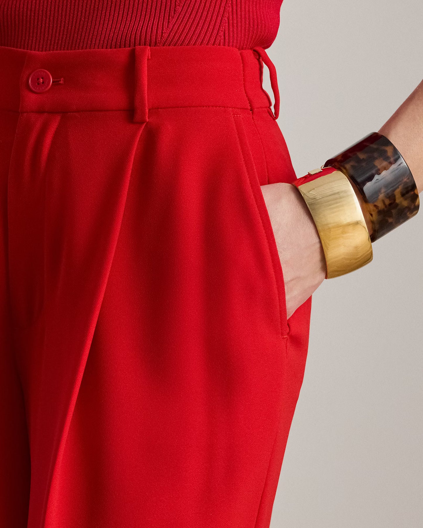Pantalone a gamba larga in cady