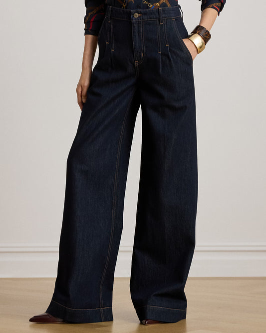 Jeans blu scuro a gamba larga