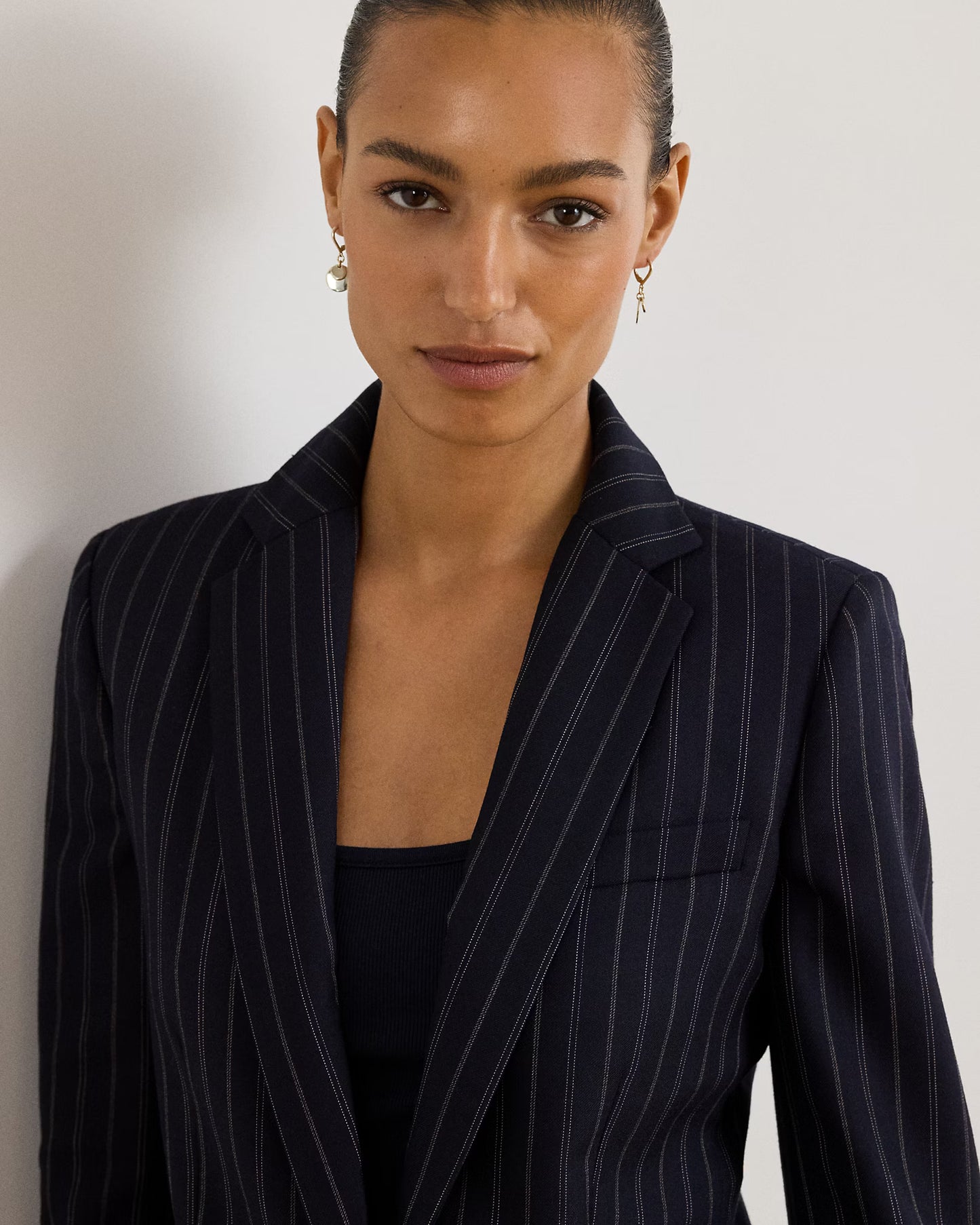 Giacca a Blazer Gessato Blu e Crema