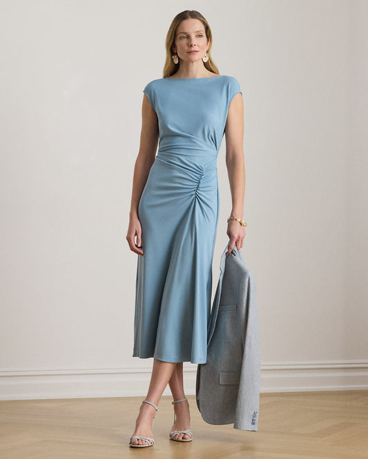 Abito Midi In Jersey con Maniche ad Aletta