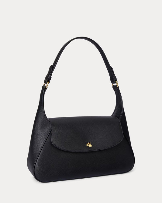 Borsa media nera a spalla in pelle