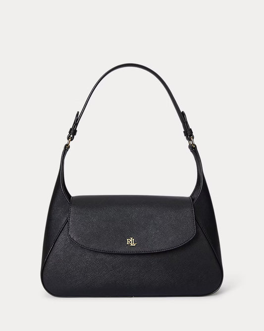 Borsa media nera a spalla in pelle