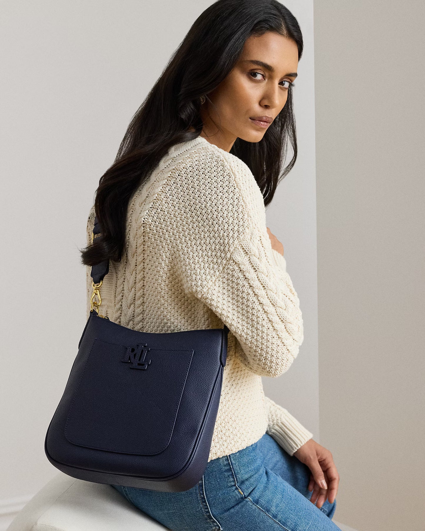 Borsa Cameryn grande in pelle martellata e Tracolla Regolabile