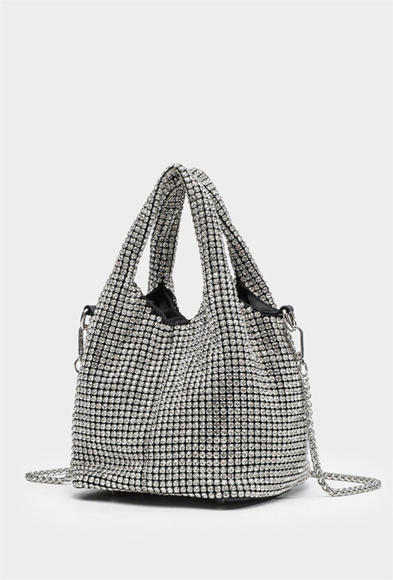 Borsetta con strass e tracollina - Argentata, Dorata o Nera