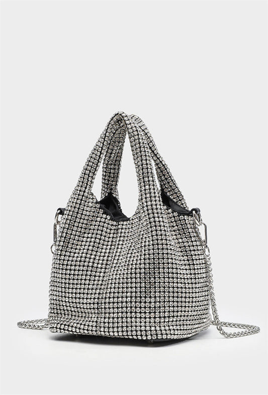 Borsetta con strass e tracollina - Argentata, Dorata o Nera