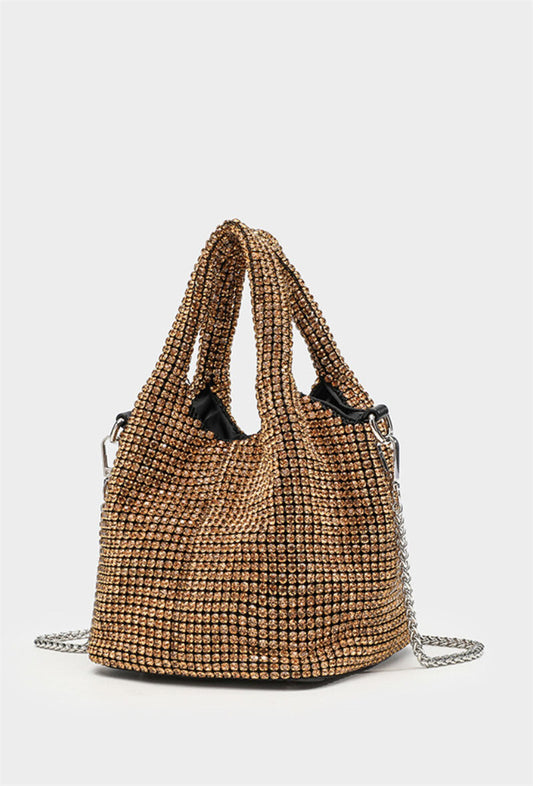 Borsetta con strass e tracollina - Argentata, Dorata o Nera