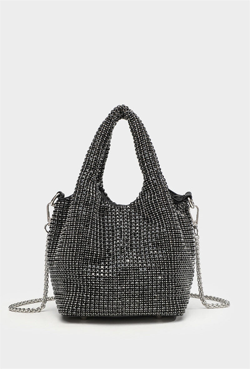 Borsetta con strass e tracollina - Argentata, Dorata o Nera