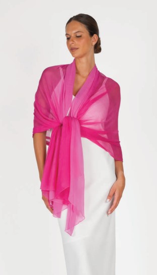 Stola sciarpa in chiffon sfumato cm 110x 200 - Rosa Peonia, Marrone
