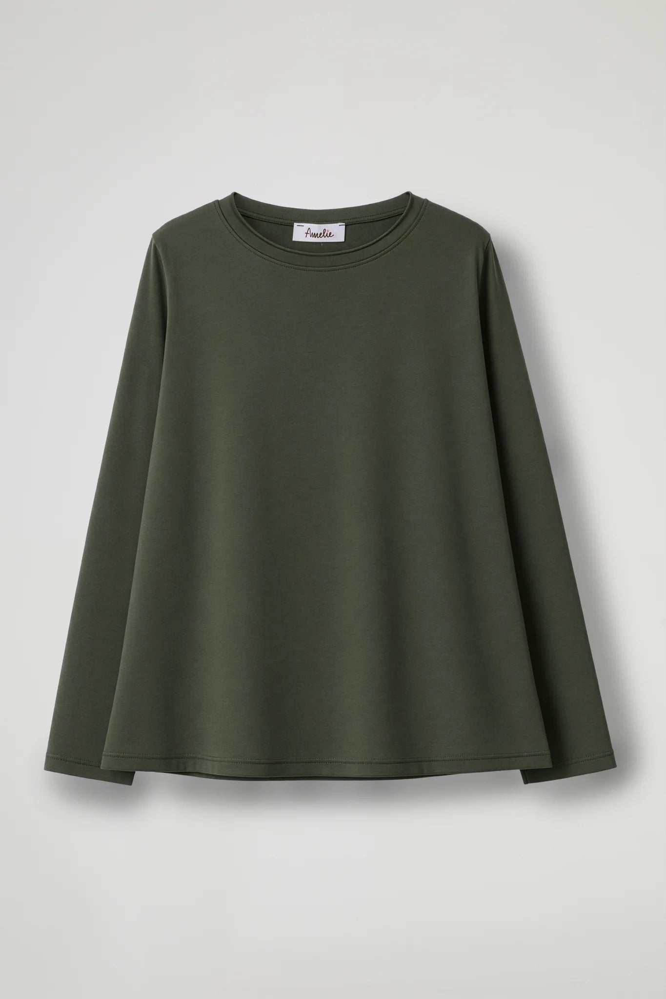 T-Shirt in cotone a maniche lunghe - Bianca, Nero, Verde Militare